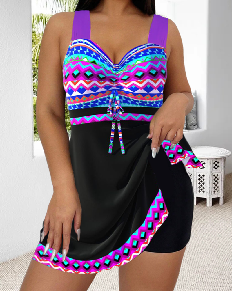 Freya | Purple Printed Drawstring Swimwear