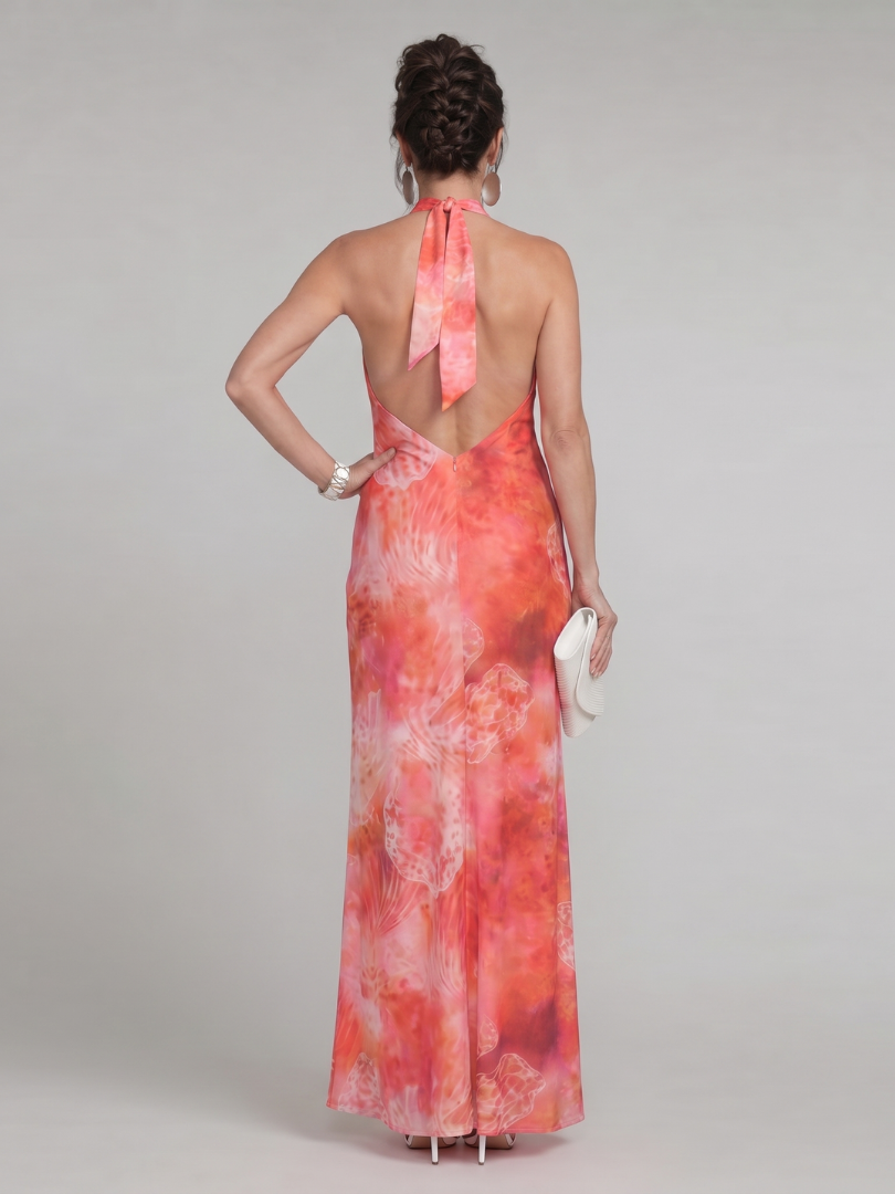 Coraline | Printed Maxi Dress with Halter Neck Design