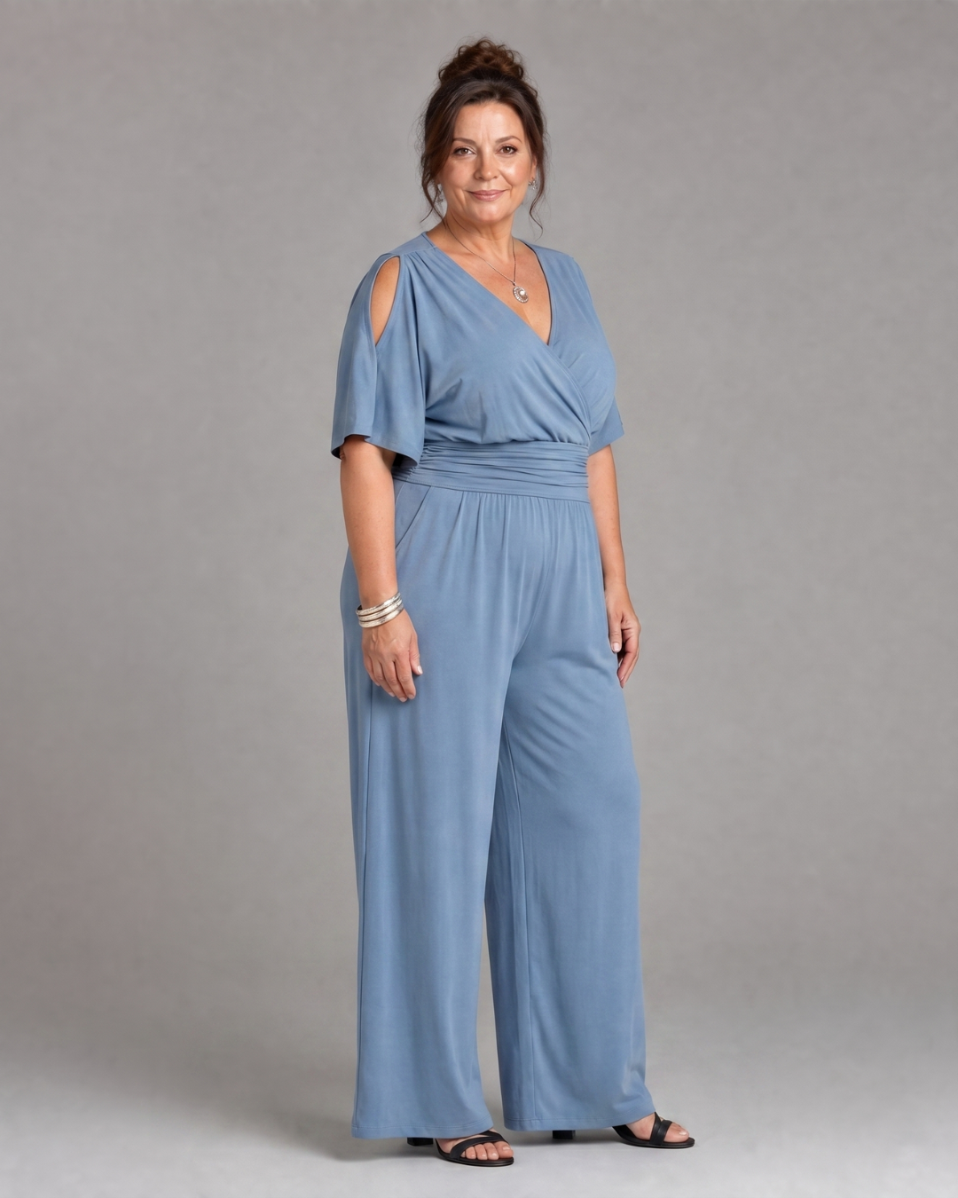 Nyxara | Relaxed Jumpsuit with Cold Shoulder and Wrap Waist