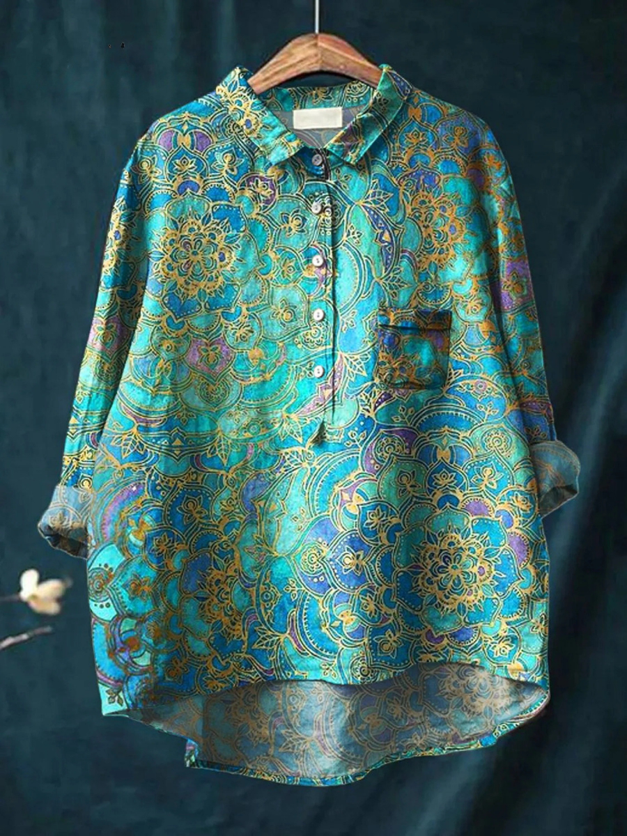 Roslyn | Women's Vintage-Inspired Art Print Casual Top