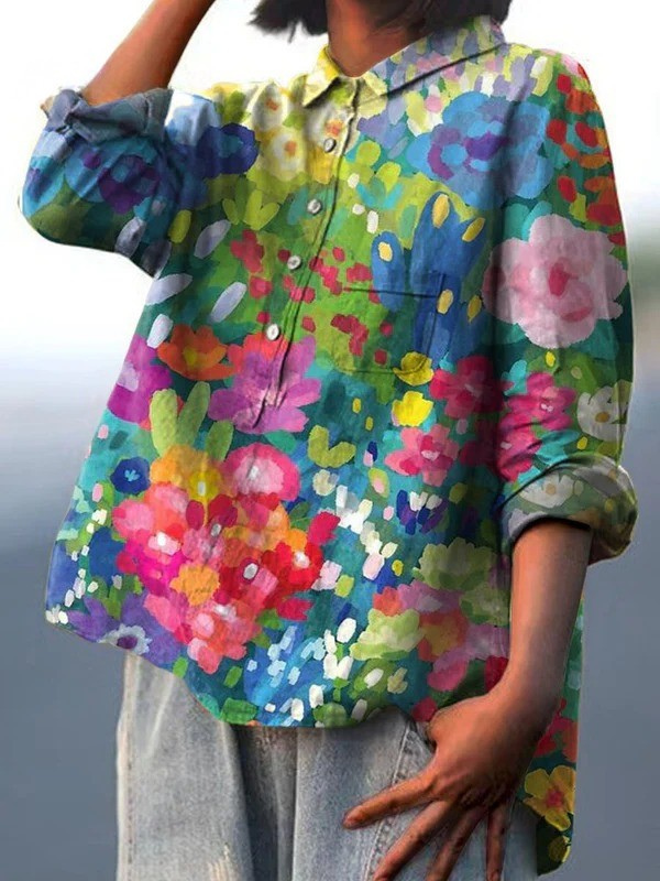 Jasimne | Women's Vintage Floral Art Print Casual Top