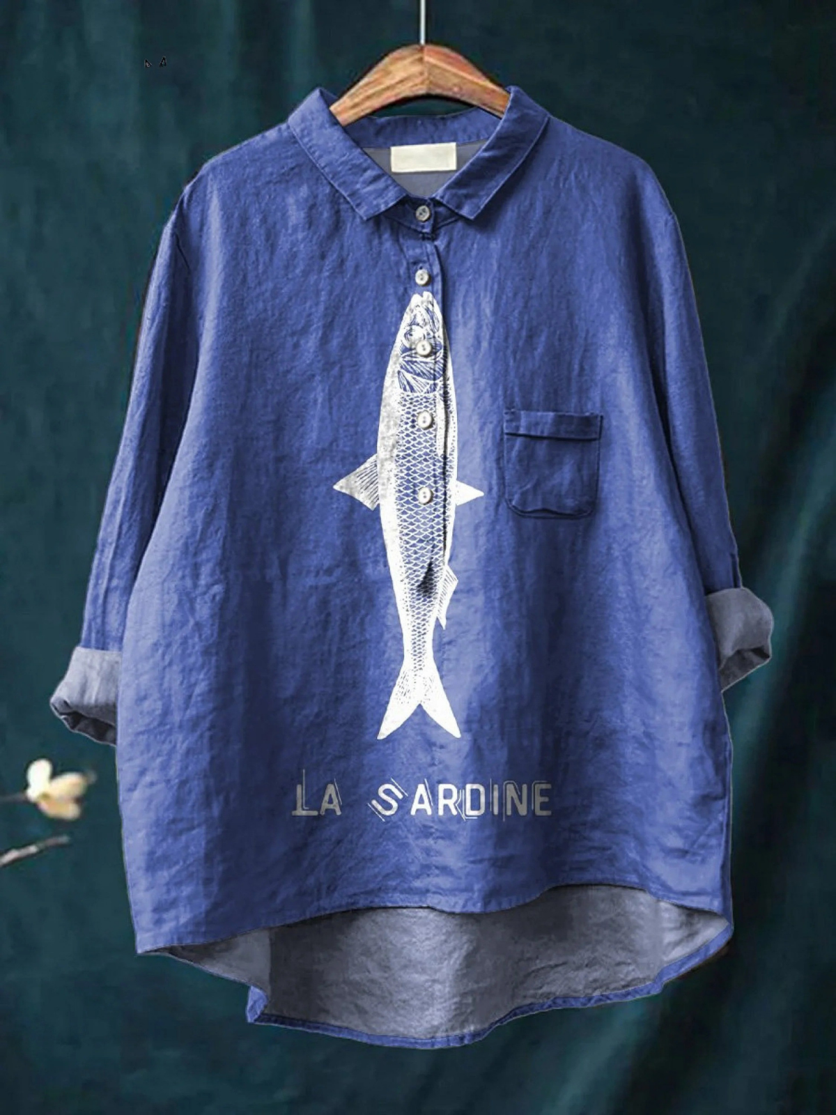 Faye | Women's Casual Shirt with Sardine Fish Graphic Print