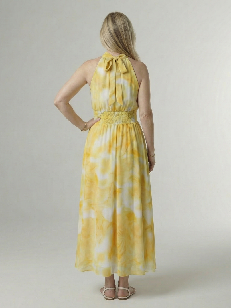 Sylin | Halter Midi Dress with Gathered Details