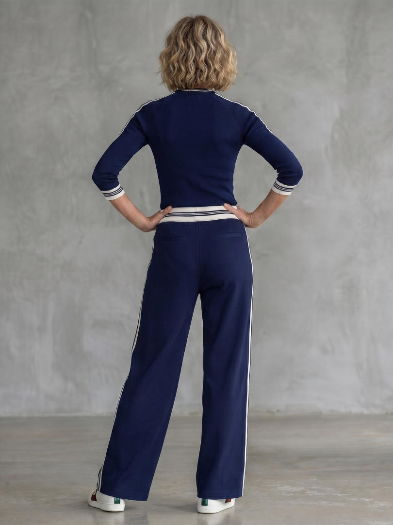 Eirlys | Long Sleeve Fitted Top and Wide Leg Pants Set