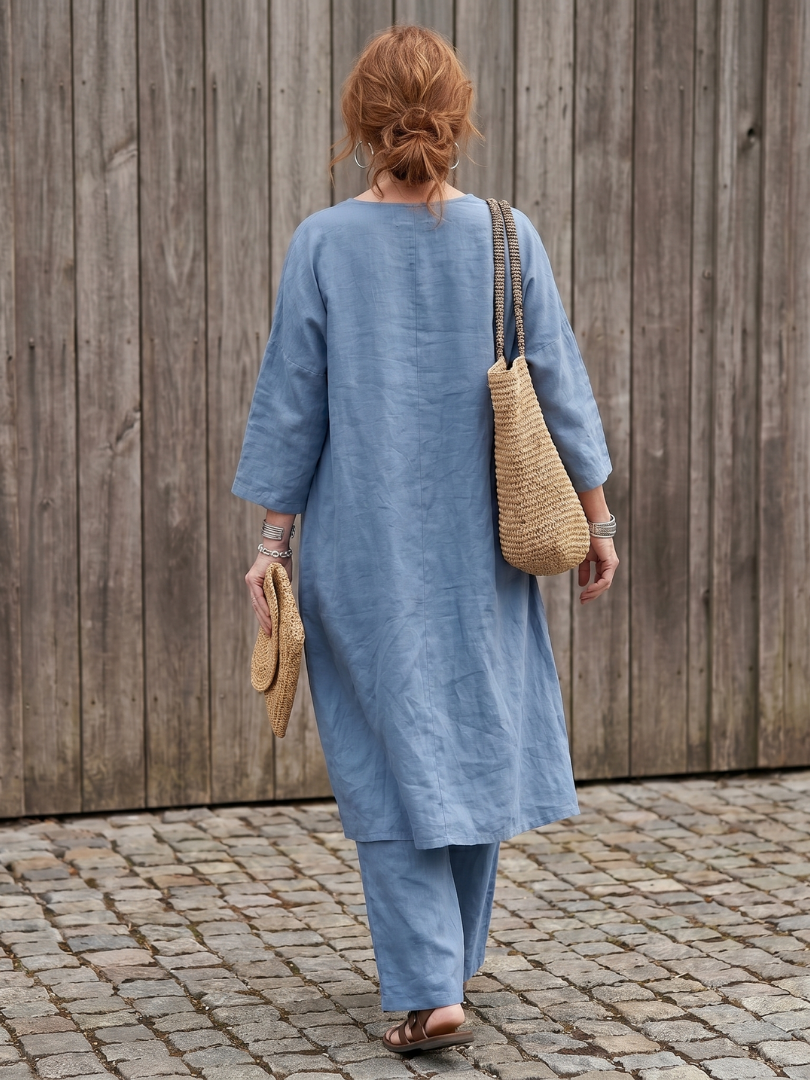 Onyx | Relaxed Tunic Top with Wide Leg Pant Set