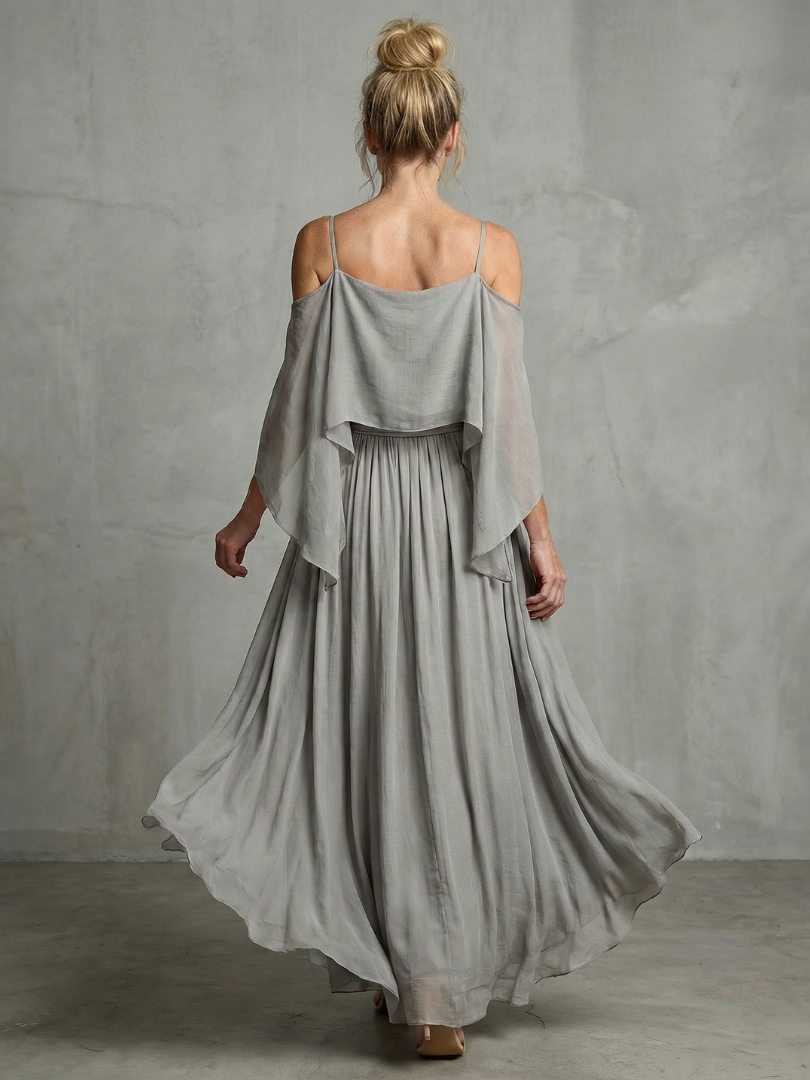 Marisol | Cold Shoulder Layered Drape Top & Wide Leg Pants Set