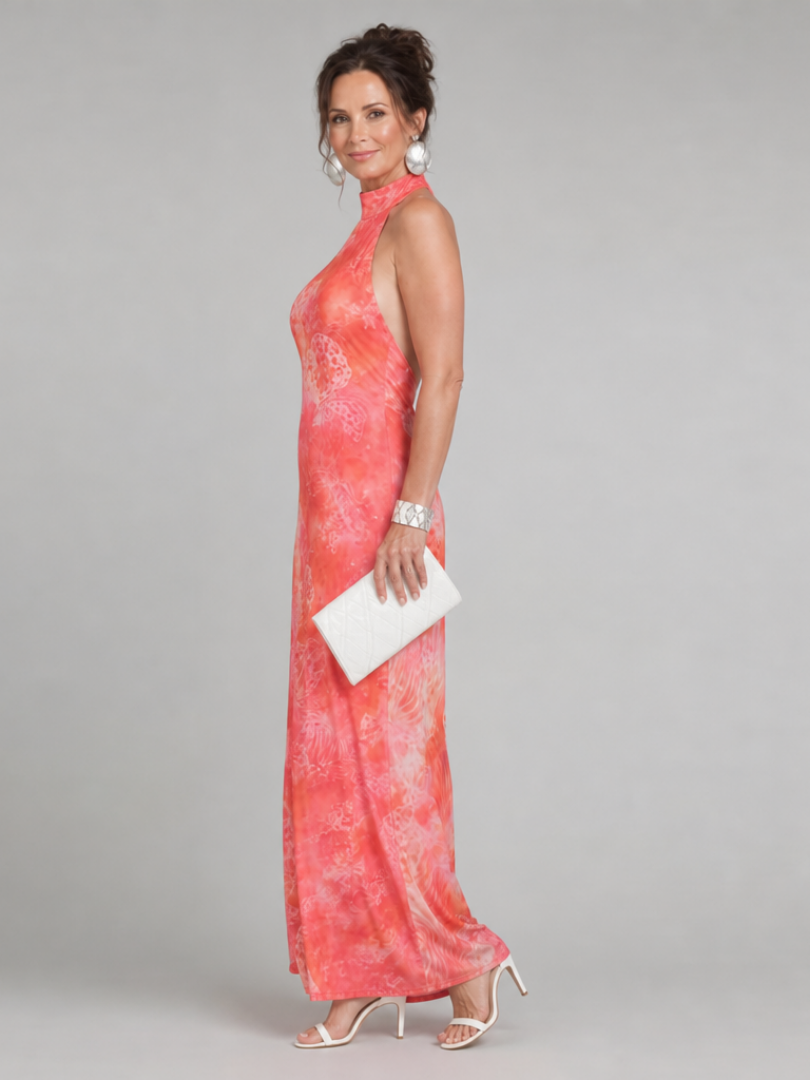 Coraline | Printed Maxi Dress with Halter Neck Design