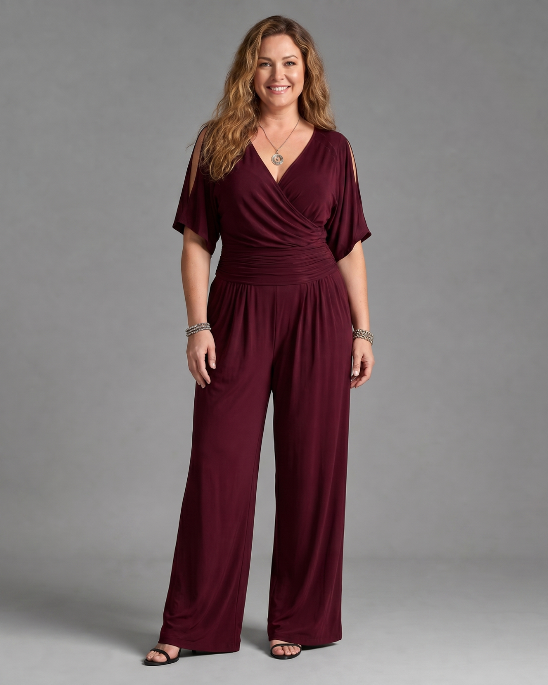 Nyxara | Relaxed Jumpsuit with Cold Shoulder and Wrap Waist