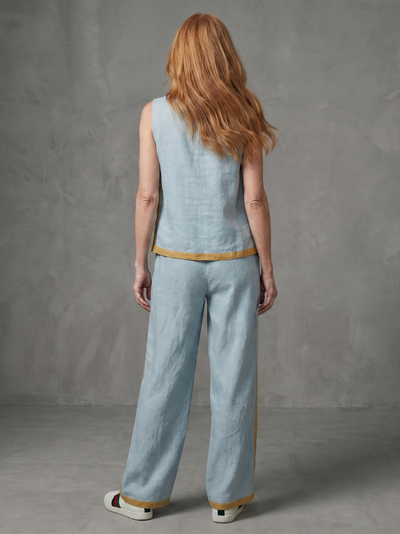 Inara | Sleeveless Top with Wide-Leg Contrast Pants Set