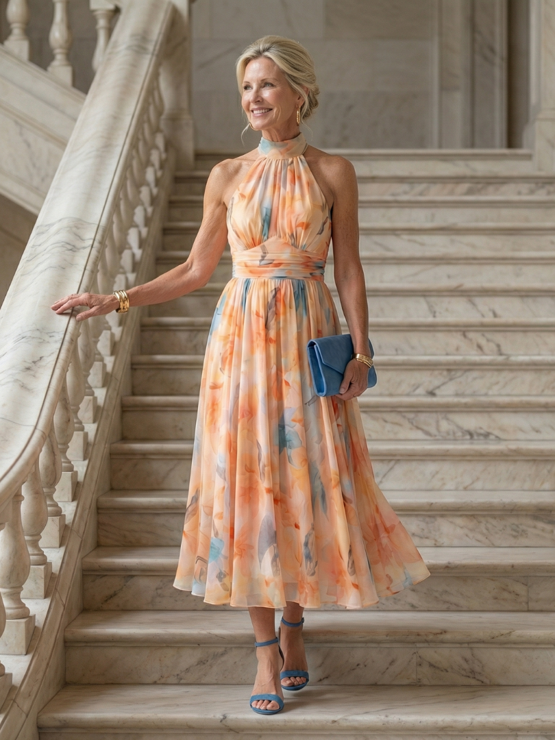 Elin | Gentle Halter Midi Dress