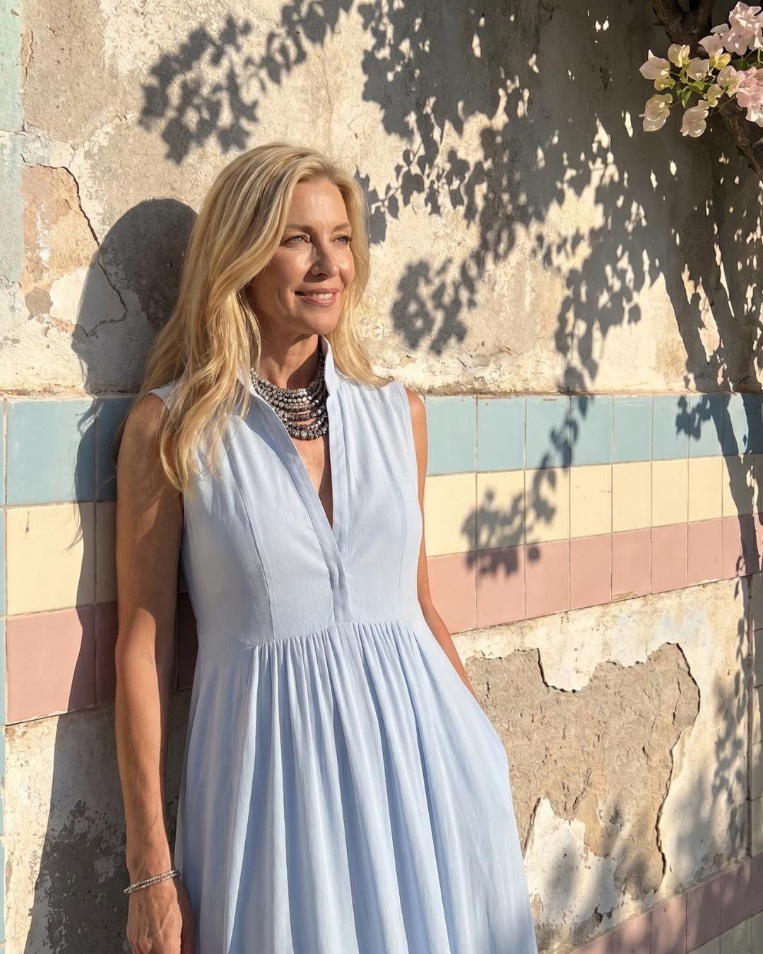 Virelia | Sleeveless Collared Maxi Dress with Flowing Design
