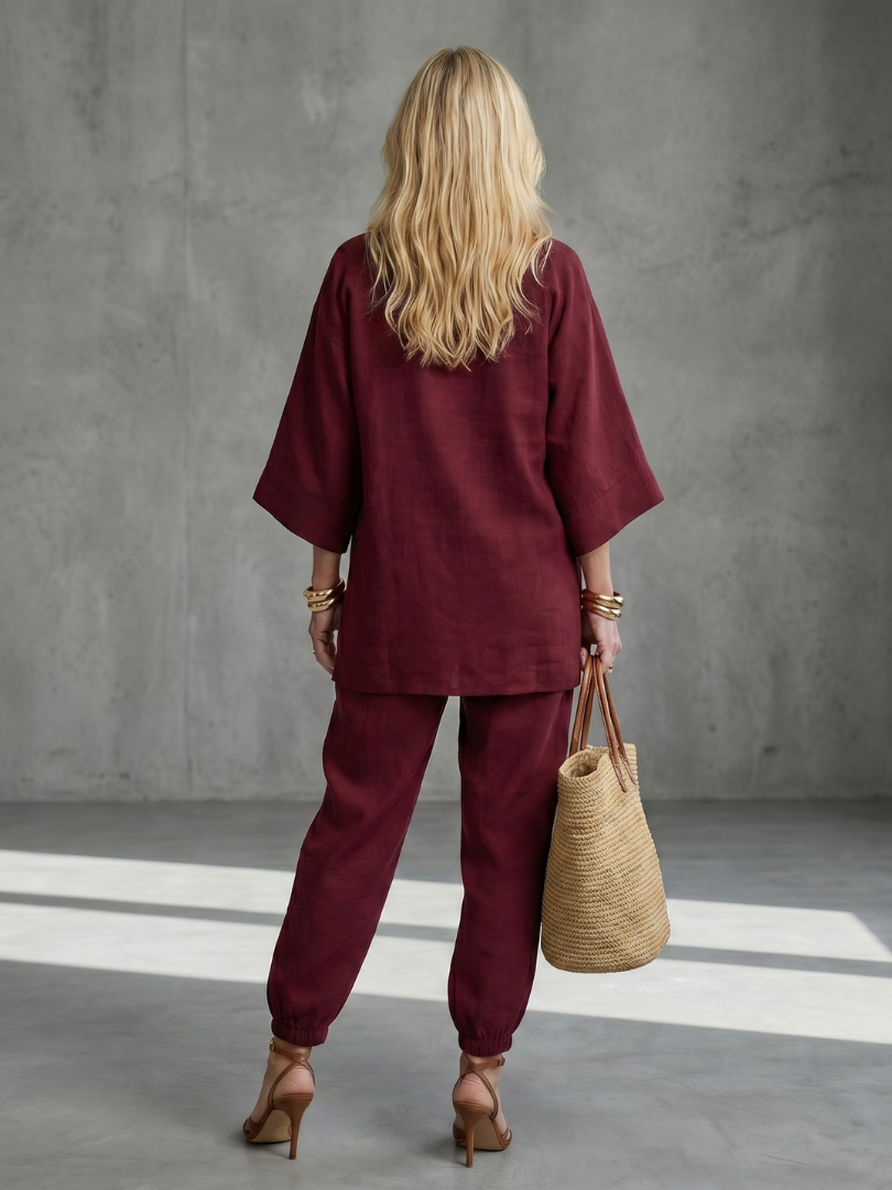 Georgiana | V-Neck Tunic and Gathered Trouser Ensemble