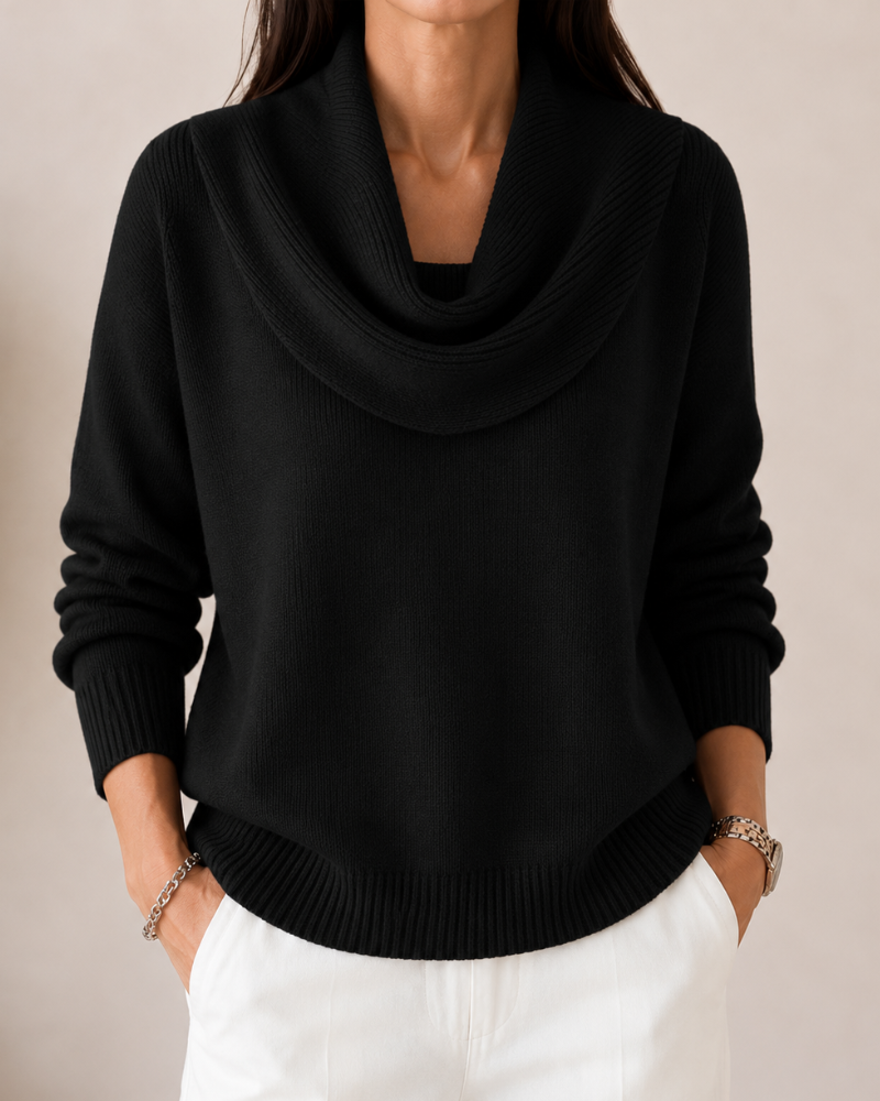Caralina™ | Chic Cowl Neck Knit Sweater