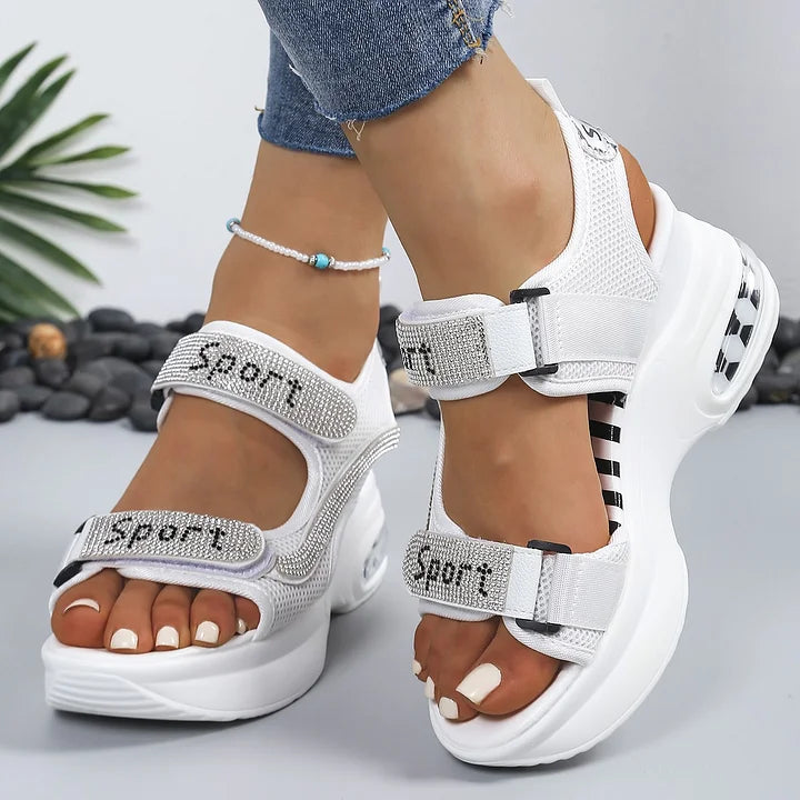 Riane - Crystal-Embellished Orthopedic Platform Sandals