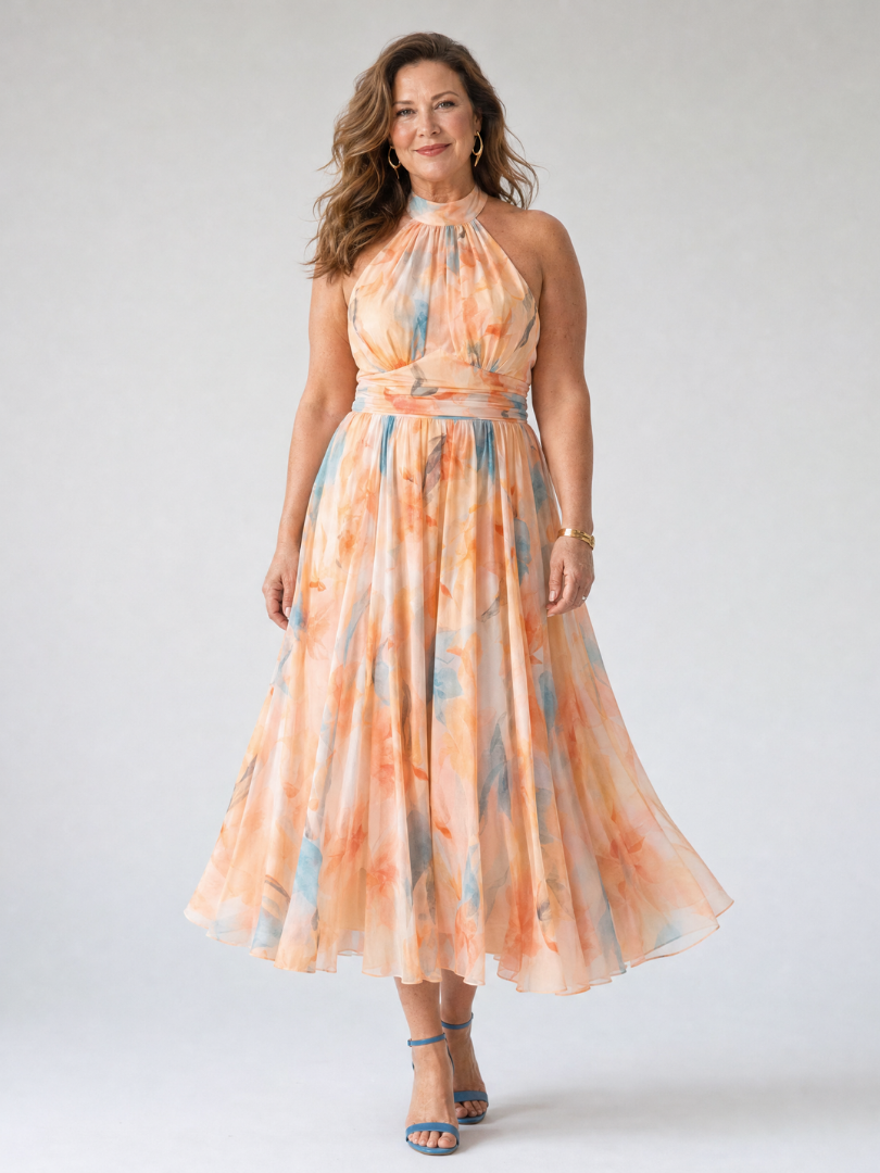 Elin | Gentle Halter Midi Dress
