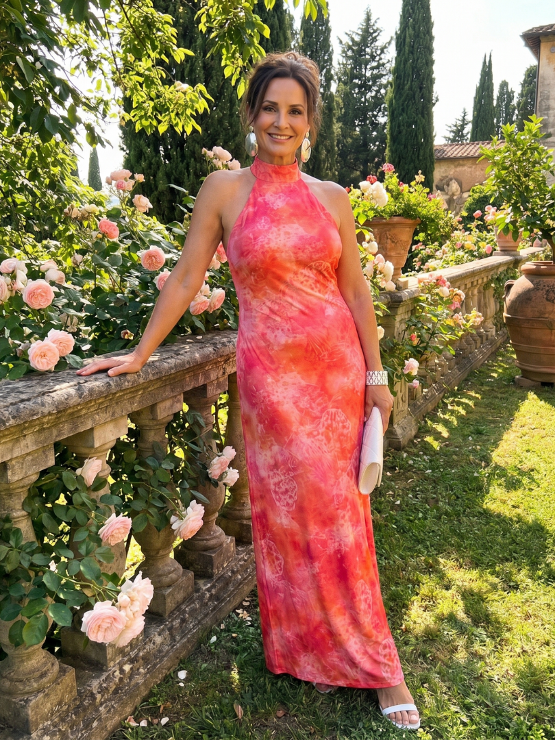 Coraline | Printed Maxi Dress with Halter Neck Design