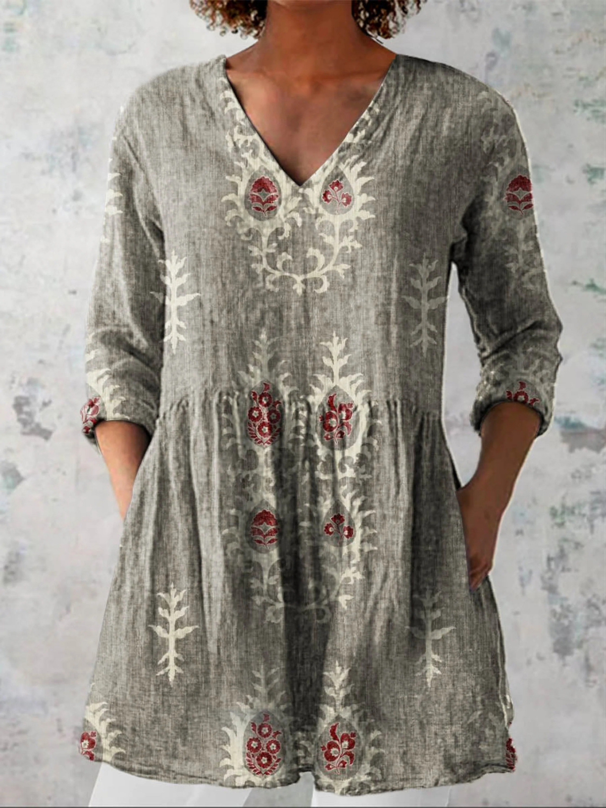 Elise | V-Neck Long Blouse