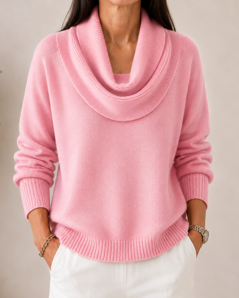 Caralina™ | Chic Cowl Neck Knit Sweater