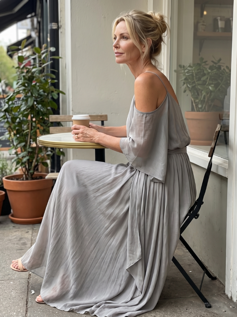 Marisol | Cold Shoulder Layered Drape Top & Wide Leg Pants Set