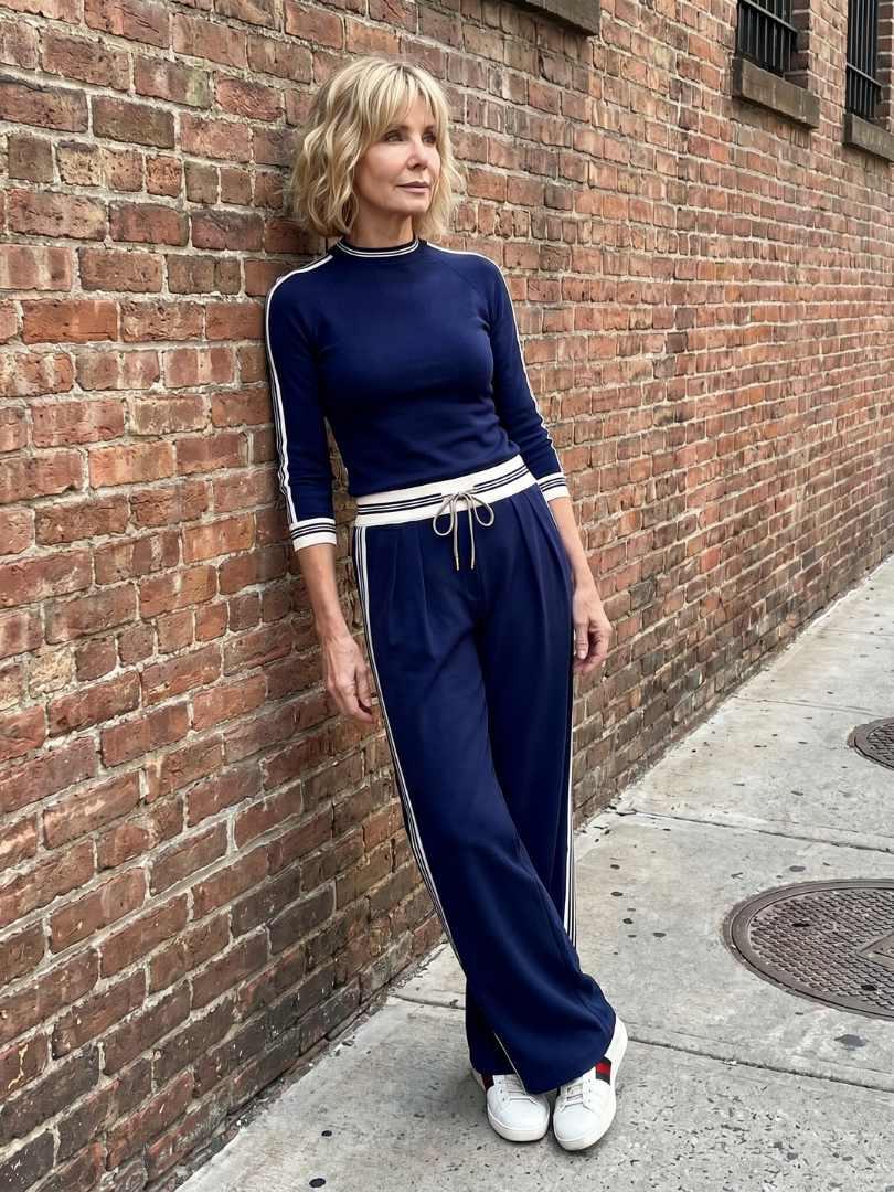Eirlys | Long Sleeve Fitted Top and Wide Leg Pants Set