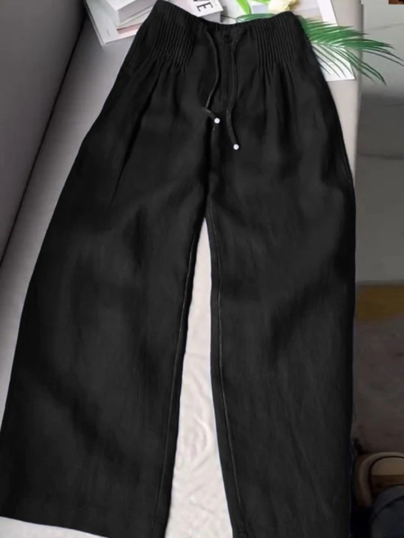 Camille | Cotton-Linen Blend Wide-Leg Trousers