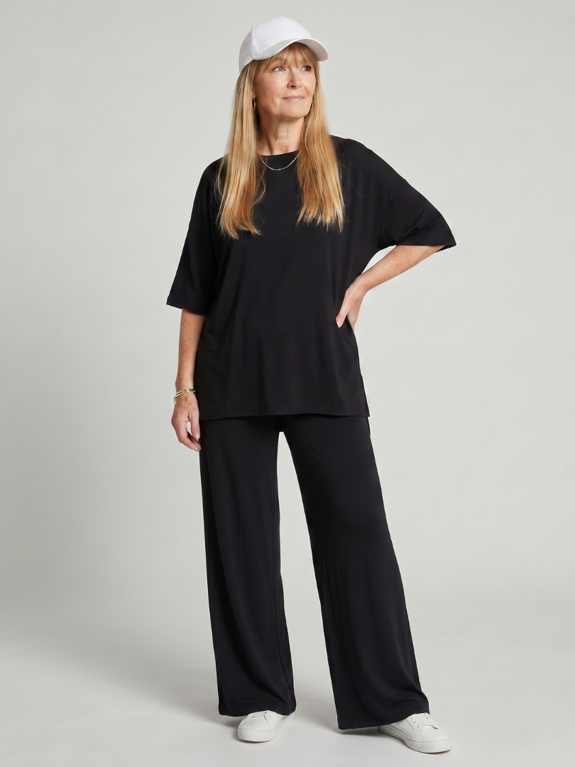 Ramse | Oversized Short Sleeve Top & Wide Leg Pants Ensemble