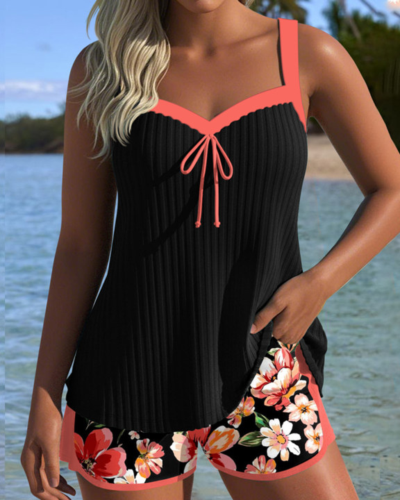 Chloe | Printed V-Neck Tankini