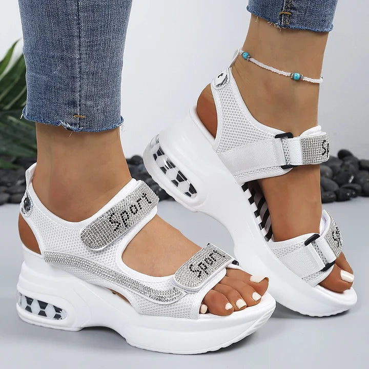 Riane - Crystal-Embellished Orthopedic Platform Sandals