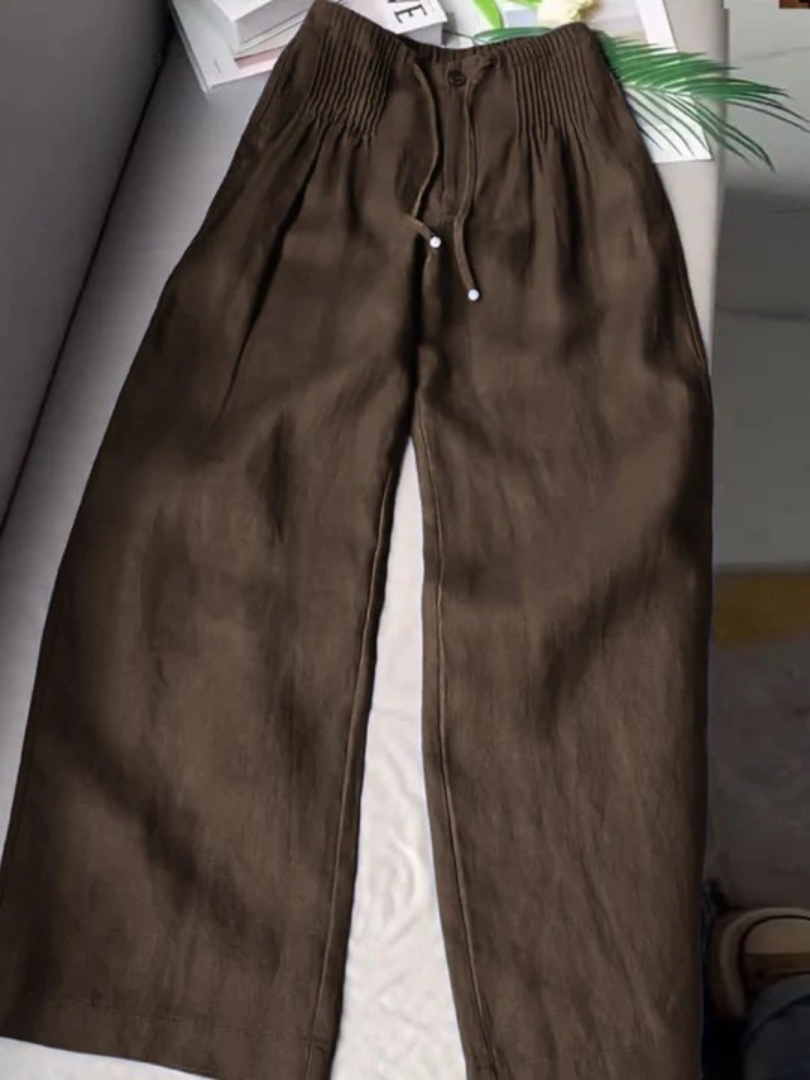 Camille | Cotton-Linen Blend Wide-Leg Trousers