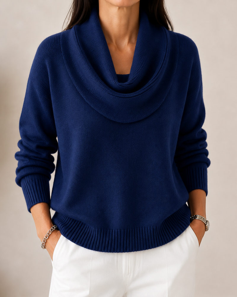 Caralina™ | Chic Cowl Neck Knit Sweater