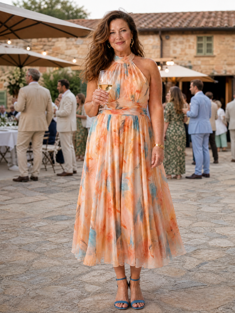 Elin | Gentle Halter Midi Dress