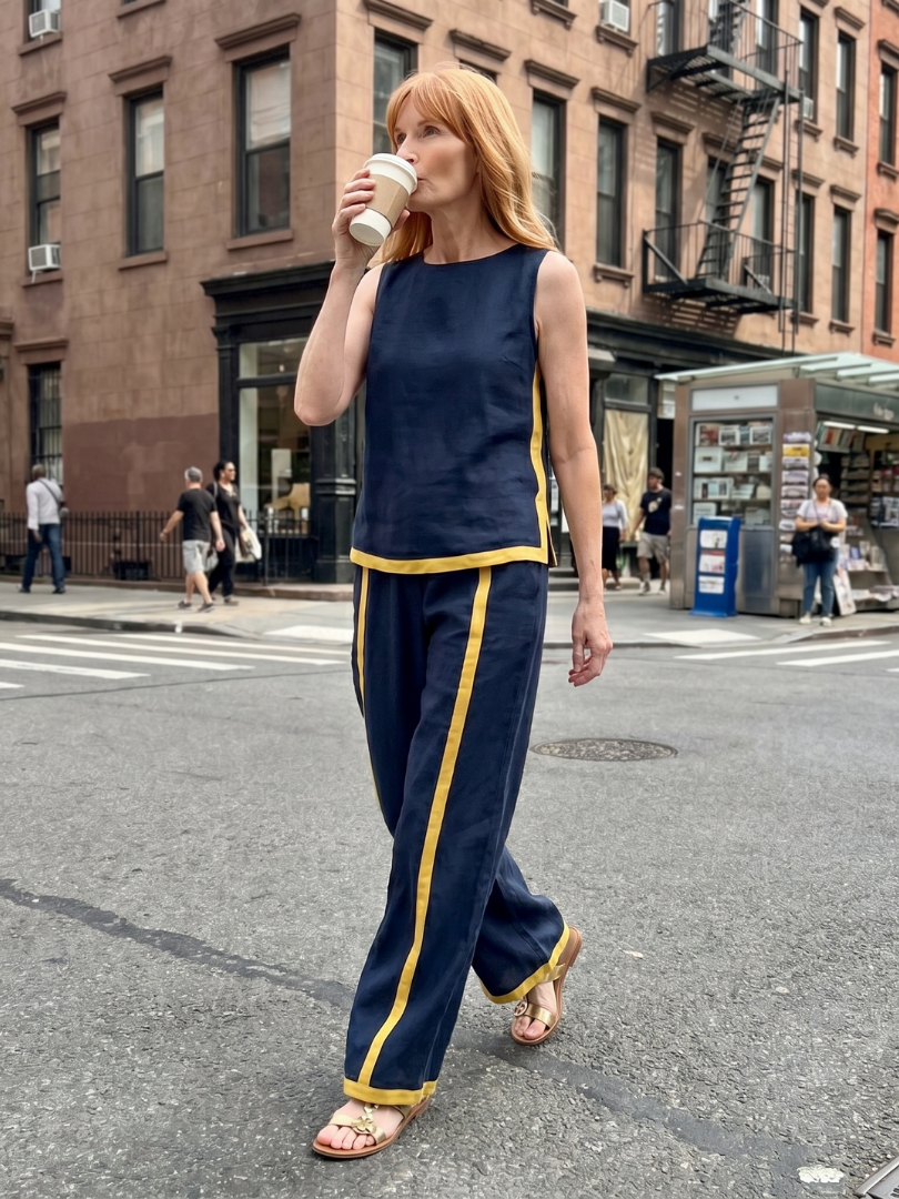 Inara | Sleeveless Top with Wide-Leg Contrast Pants Set