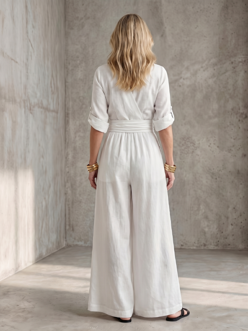 Wanda | Wide Leg Jumpsuit with Cross Front Design