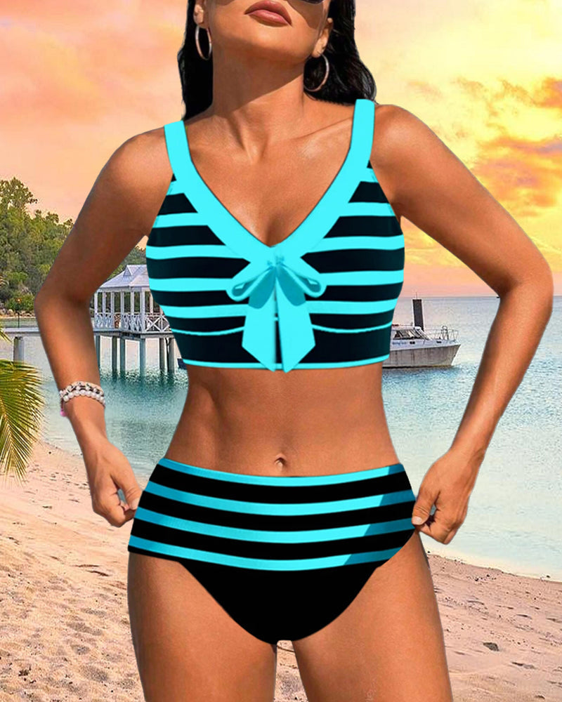 Bloom | High-Waisted Striped Bikini