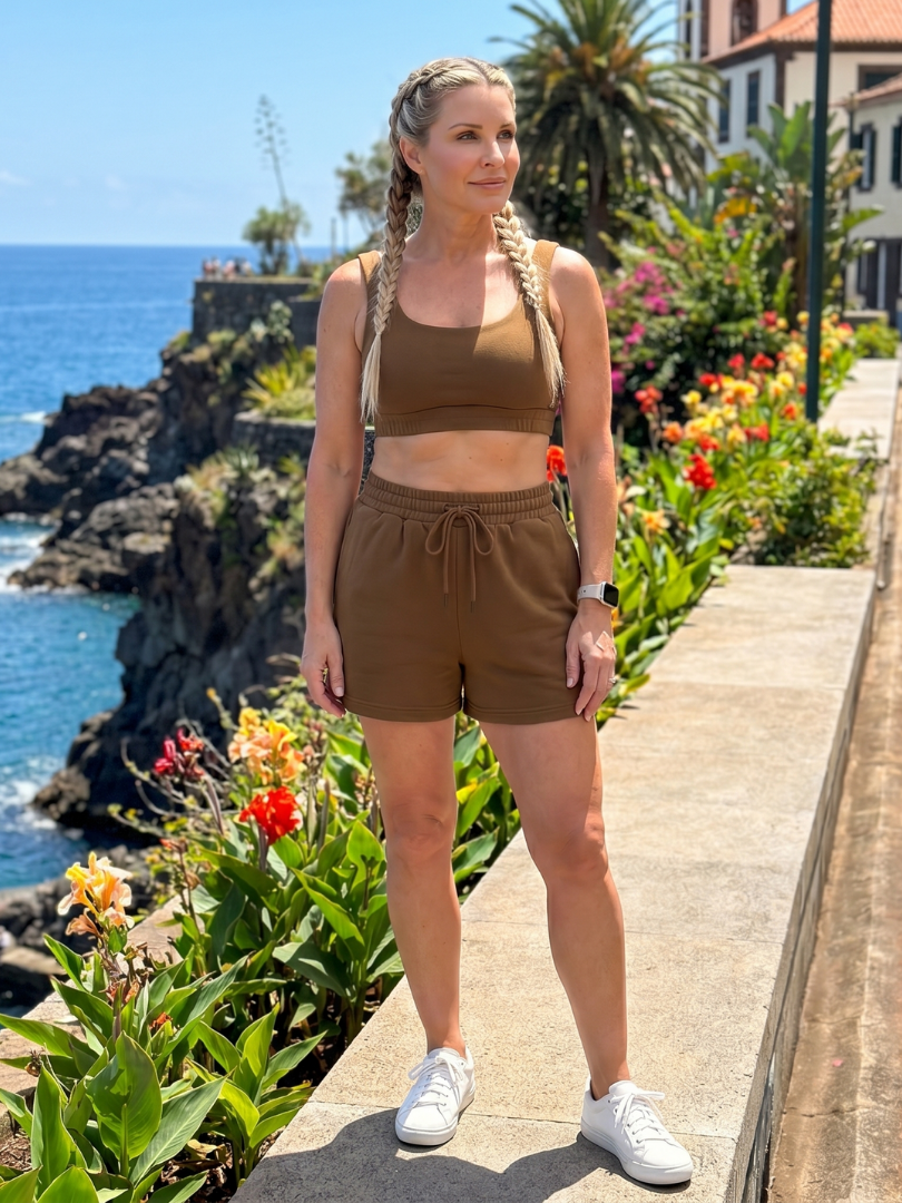 Lysem | Sleeveless Scoop Neck Crop Top with Matching Shorts Set