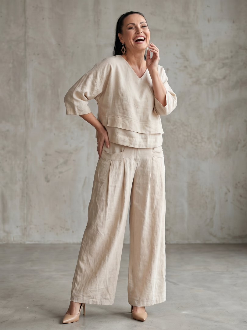 River | Layered Top and Wide Leg Pants Set