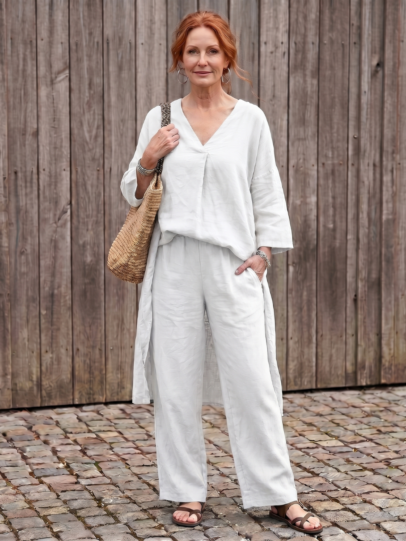 Onyx | Relaxed Tunic Top with Wide Leg Pant Set