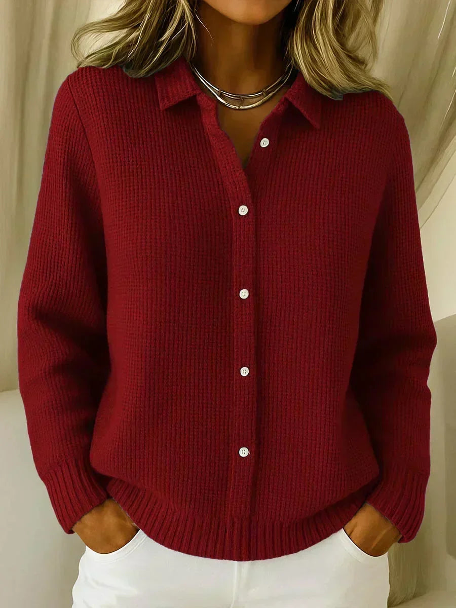 Camille™ | Textured Knit Button-Down Cardigan