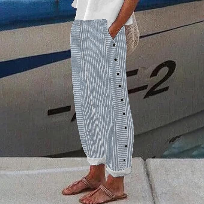 VIENNA – PANTS WITH STRIPED BUTTON DETAILS