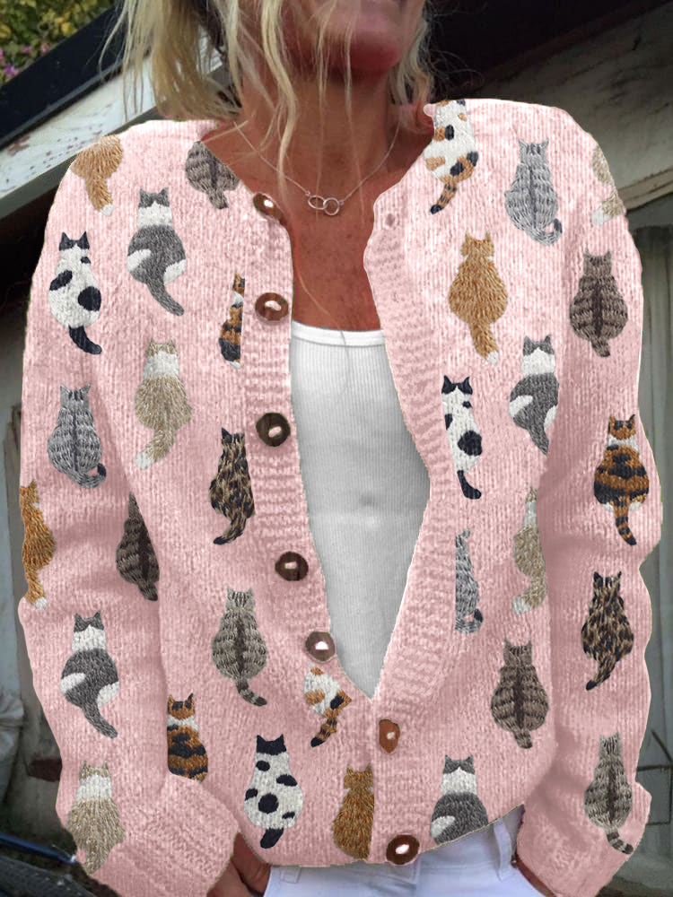 Charlotte™ | Snuggly Cat Pattern Cardigan