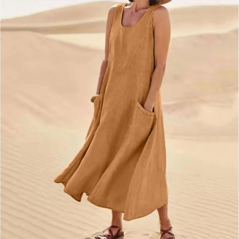 Tina | Women's Summer Midi Dress with Round Neck