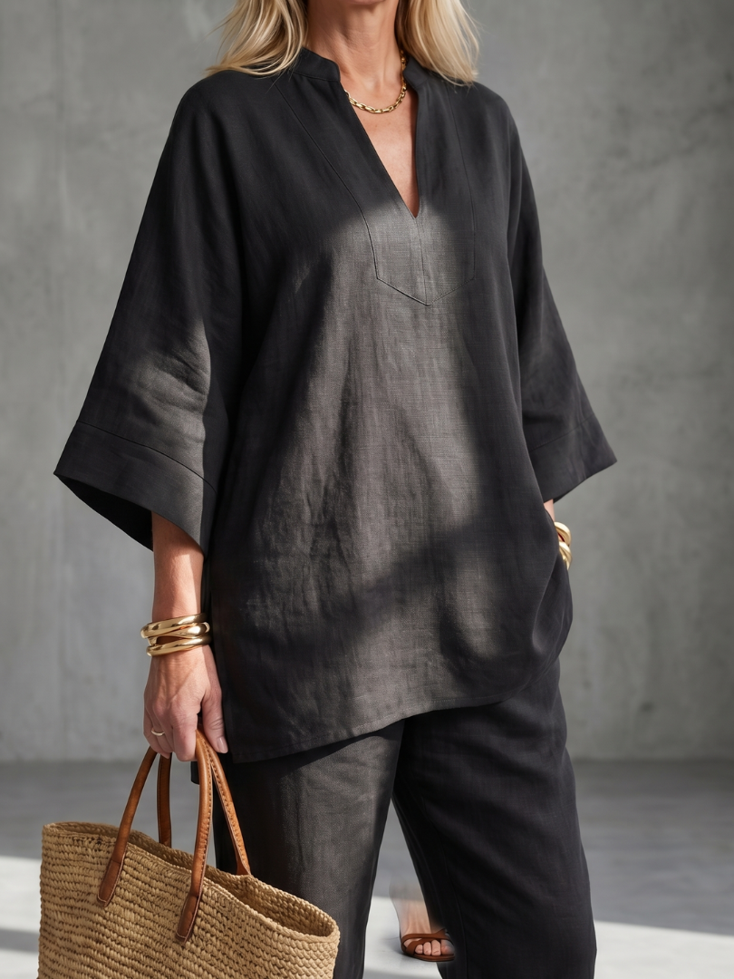Georgiana | V-Neck Tunic and Gathered Trouser Ensemble