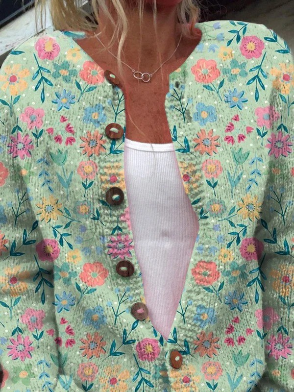 Foxfield™ | Women's Retro Floral Knit Cardigan