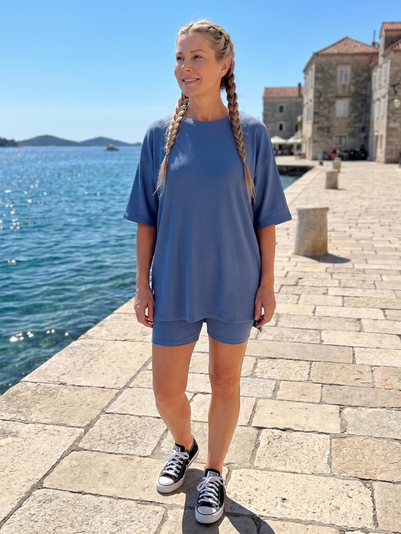 Colette | Short Sleeve Crew Neck Tee & Biker Shorts Set