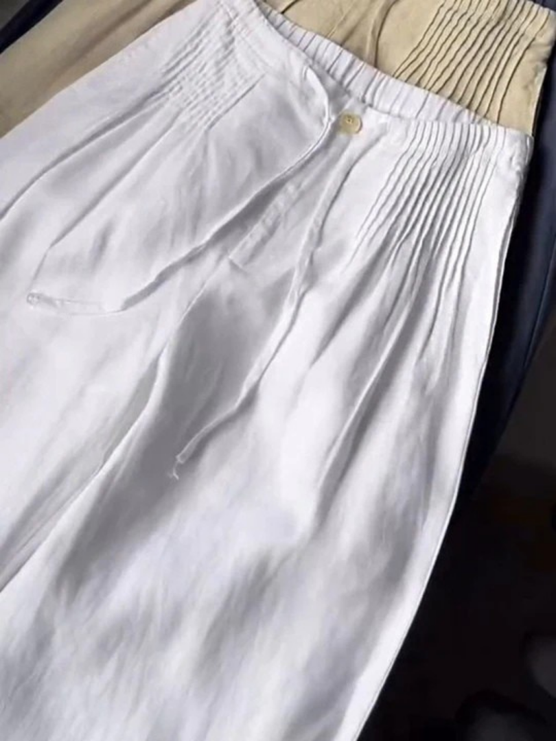 Camille | Cotton-Linen Blend Wide-Leg Trousers