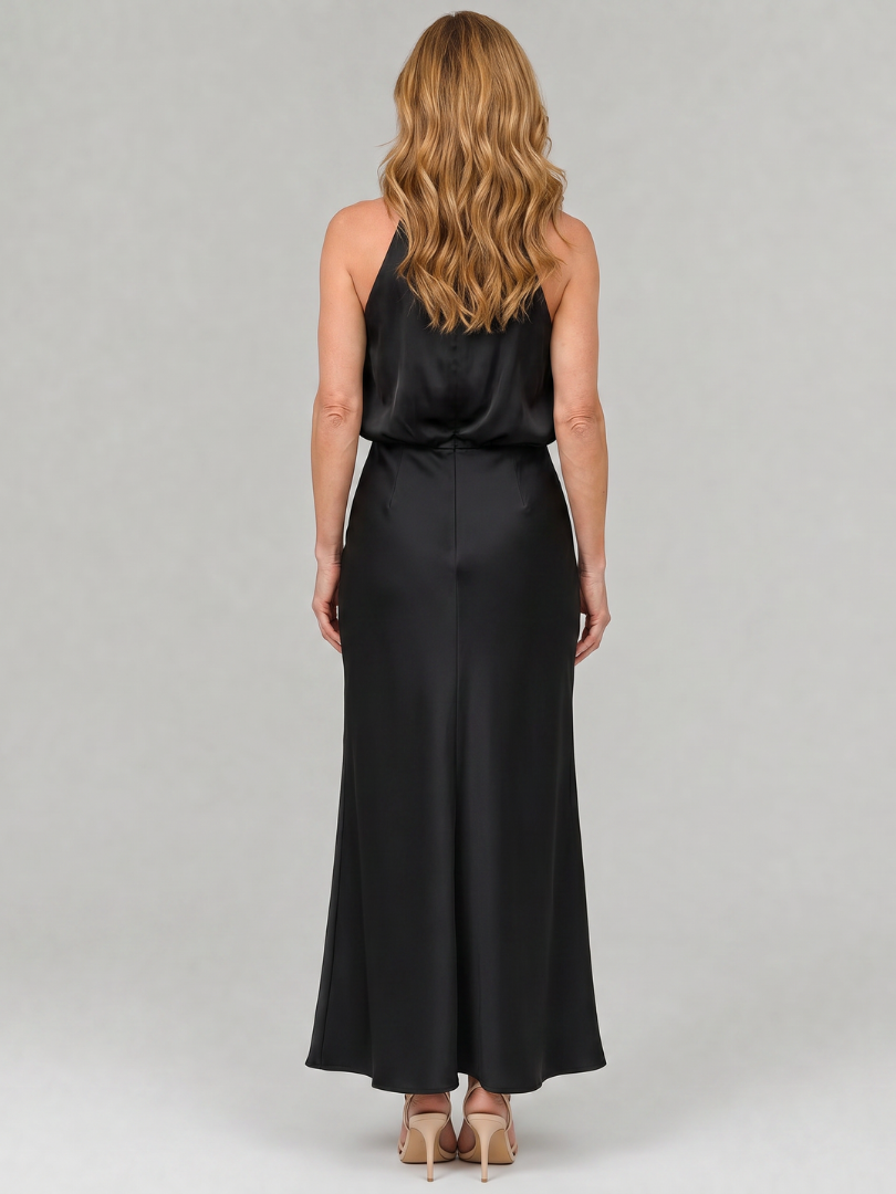 Nopal | Midi Dress with Sleeveless Draped Neck Design