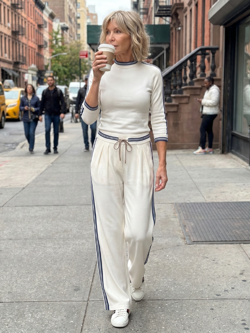Eirlys | Long Sleeve Fitted Top and Wide Leg Pants Set
