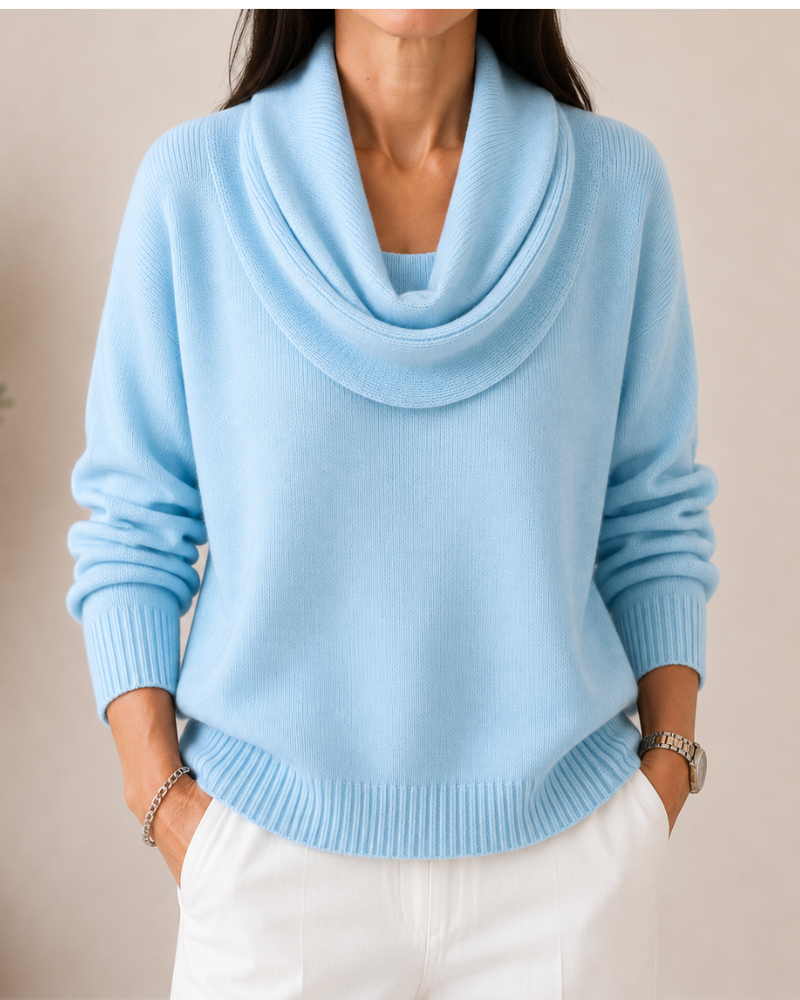 Caralina™ | Chic Cowl Neck Knit Sweater