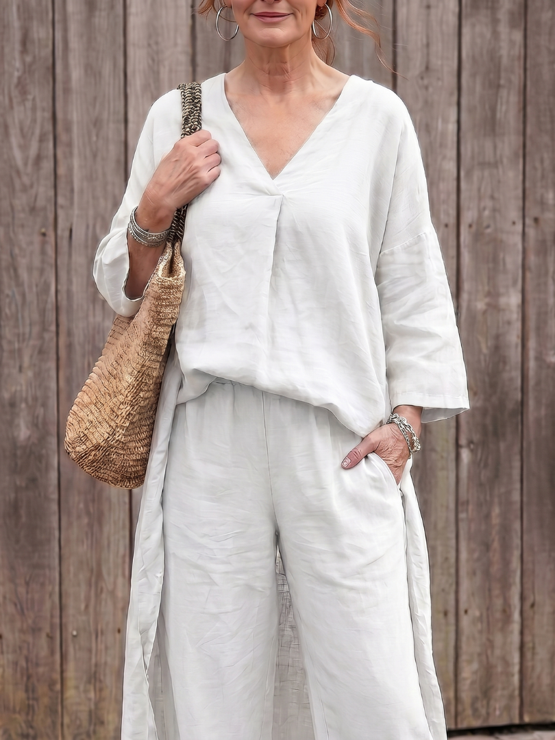 Onyx | Relaxed Tunic Top with Wide Leg Pant Set