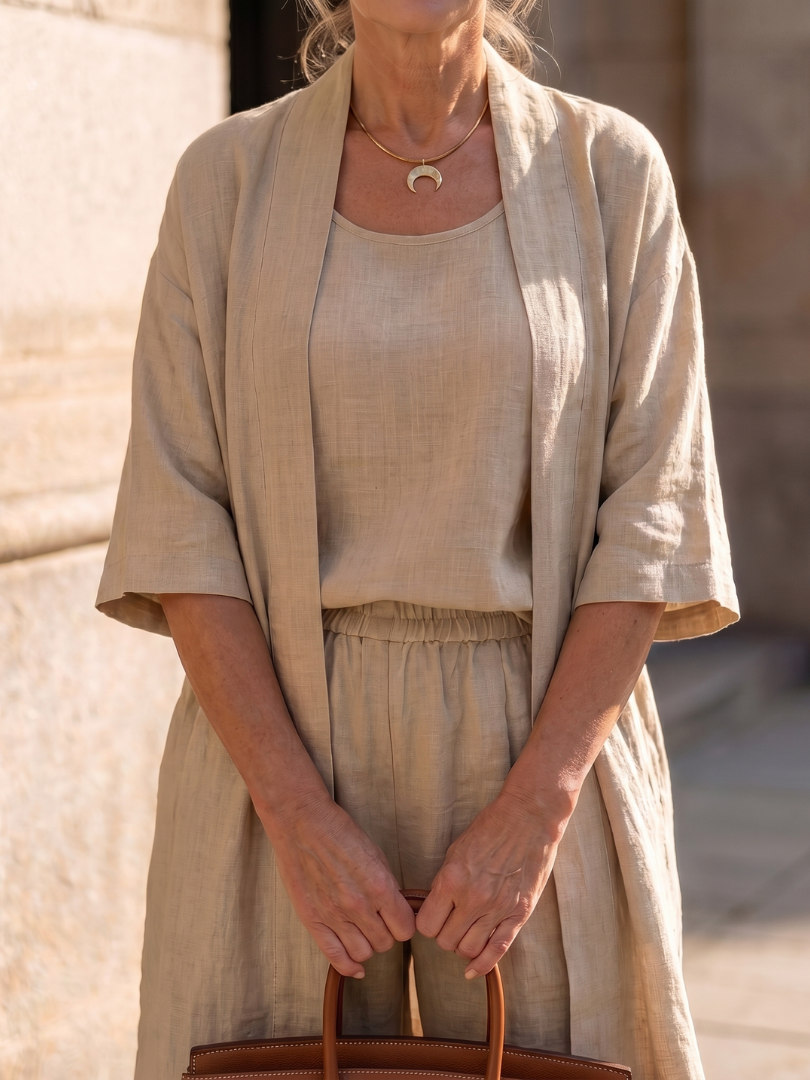 Yael | Three-Piece Relaxed Top and Pant Ensemble